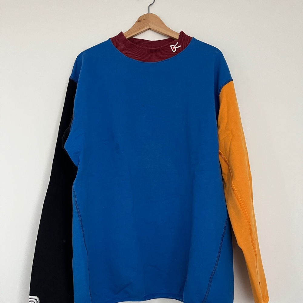 District Vision Color-Block Blue Sweatshirt collab with Mr Porter